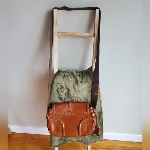 Dooney & Bourke red/brown vintage leather Florentine Toscana medium saddle bag - Picture 8 of 14